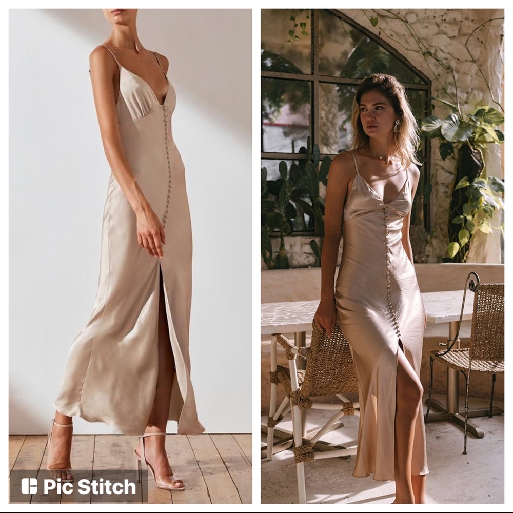Shona Joy La Lune Bias Slip Dress in Gold